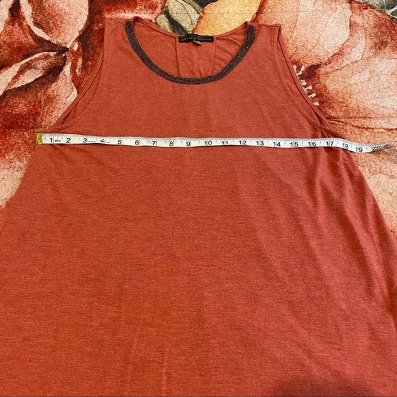 Rose & Olive coral colored sleeveless tank top super soft w/beaded neck - Picture 7 of 12